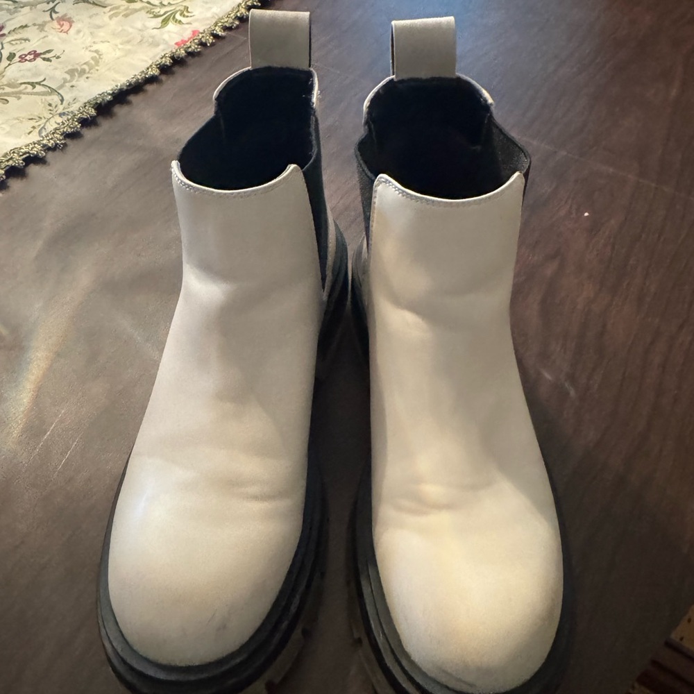 H&M Cream Ankle Boots with Chunky Sole